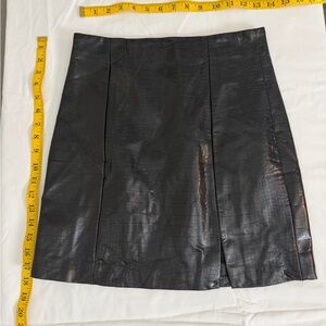 Astr Shiny Black Croc Mini Skirt